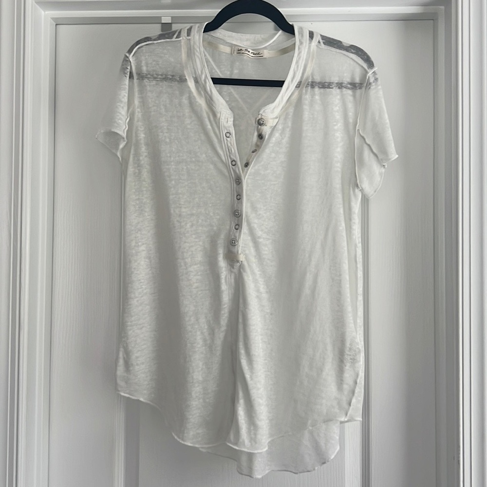 Free People Button up burn out tee